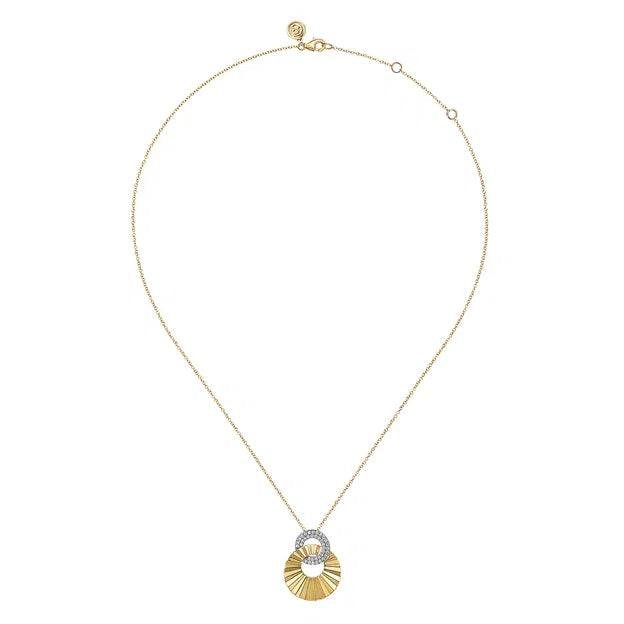 14K White and Yellow Gold Diamond Cut Drop Pendant Necklace | Gabriel & Co. | Luby 