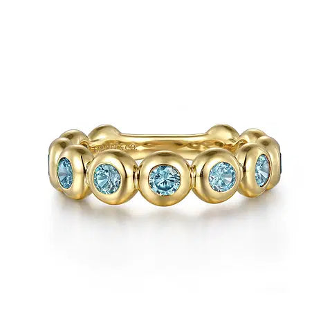 14K Yellow Gold Blue Topaz Ladies Ring | Gabriel & Co. | Luby 