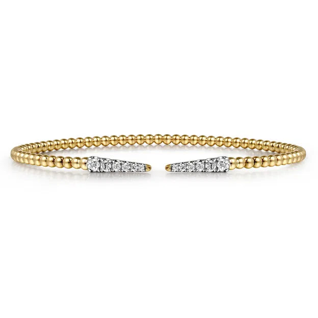 14K Yellow Gold Bujukan Diamond Spikes Split Bangle | Gabriel & Co. | Luby 
