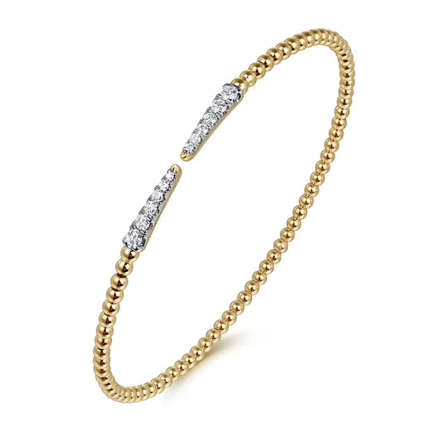 14K Yellow Gold Bujukan Diamond Spikes Split Bangle | Gabriel & Co. | Luby 