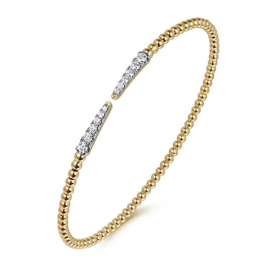 14K Yellow Gold Bujukan Diamond Spikes Split Bangle | Gabriel & Co. | Luby 