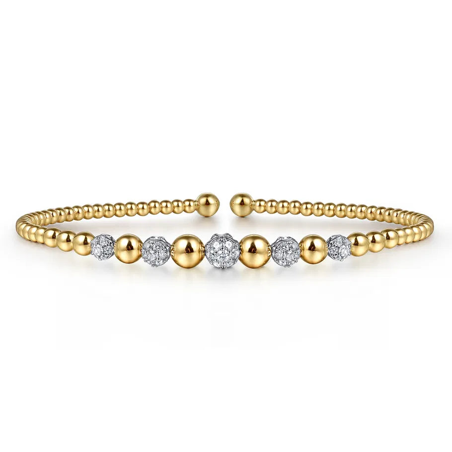 14K Yellow-White Gold Bujukan Diamond Stations Bangle