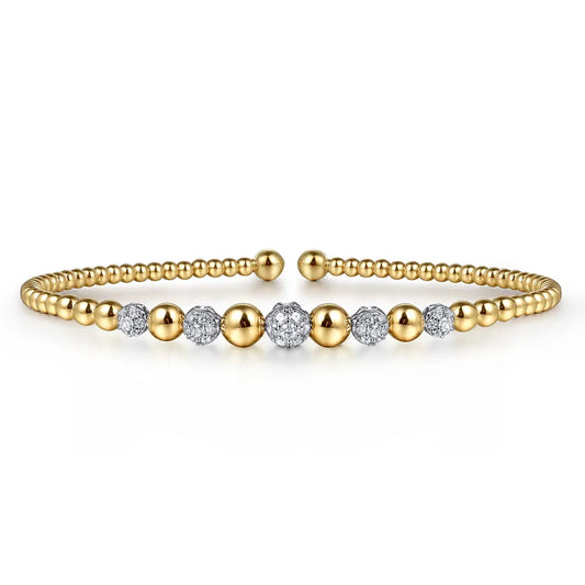 14K Yellow-White Gold Bujukan Diamond Stations Bangle
