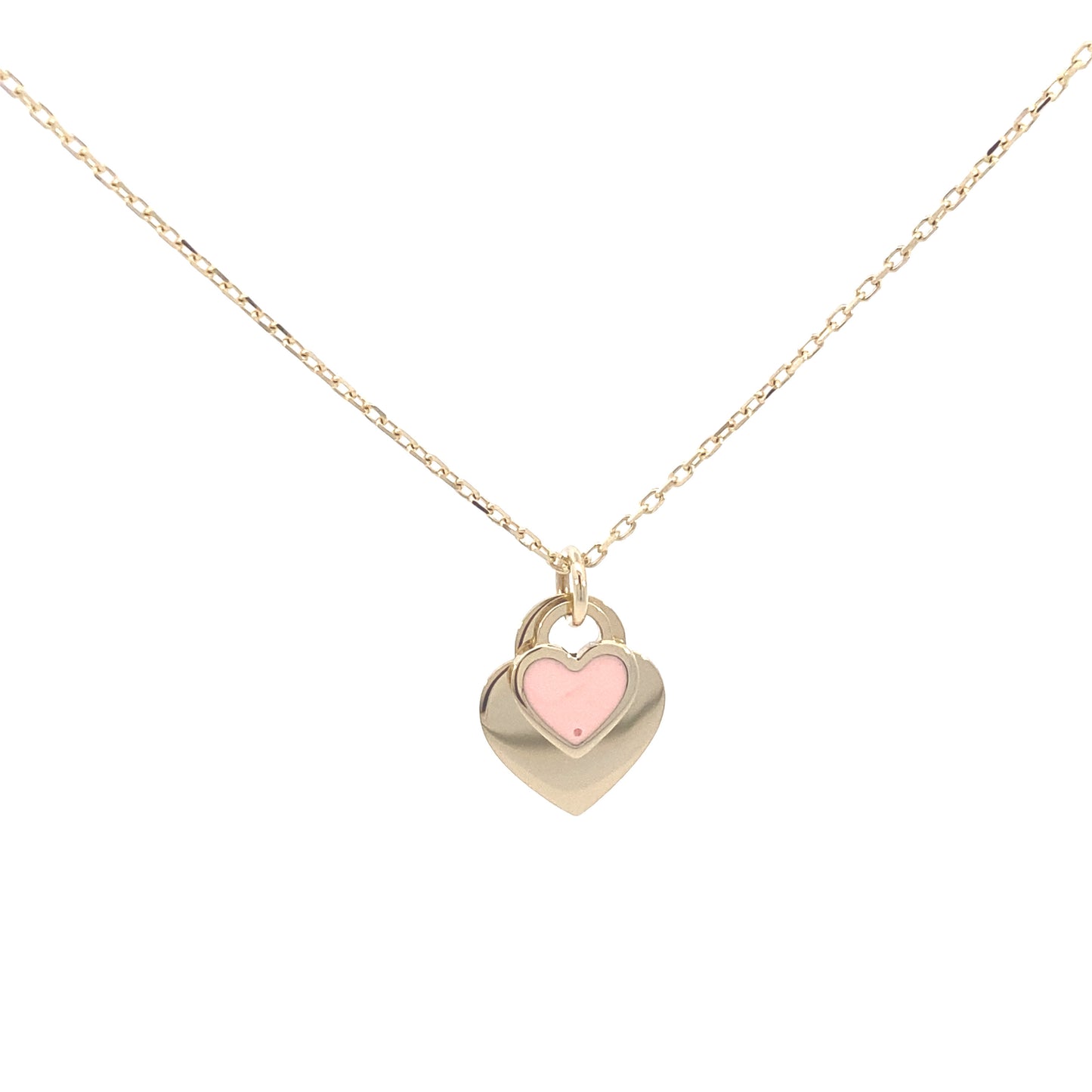 14K Gold Pink Double Heart Necklace | Luby Gold Collection | Luby 