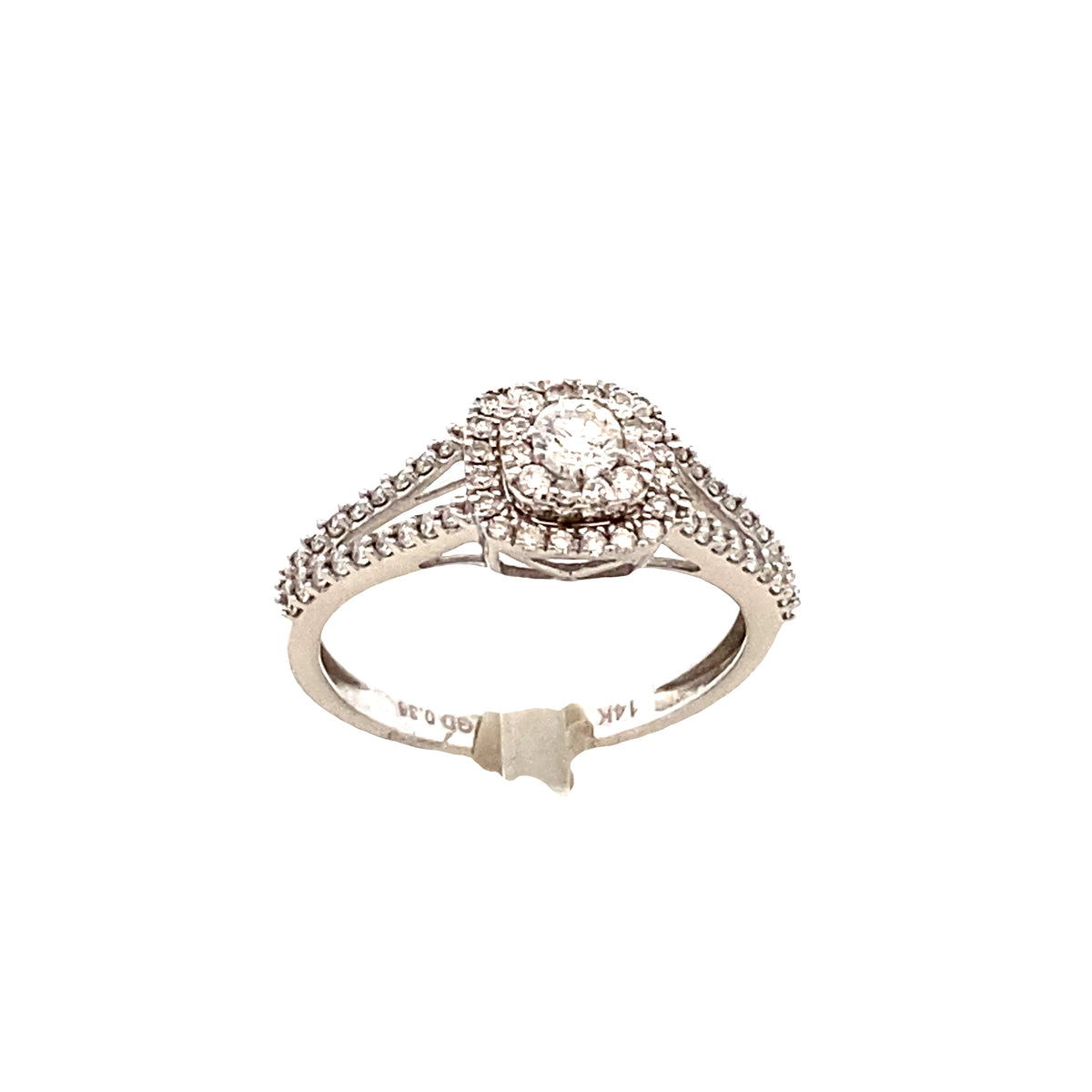 14k Diamond Split Band Round Cut White Gold Engagement Ring | Luby Diamond Collection | Luby 