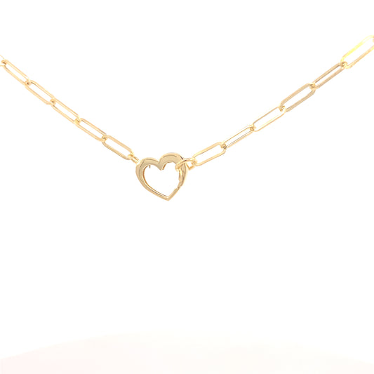 14K Gold Heart Paperclip Necklace | Luby Gold Collection | Luby 