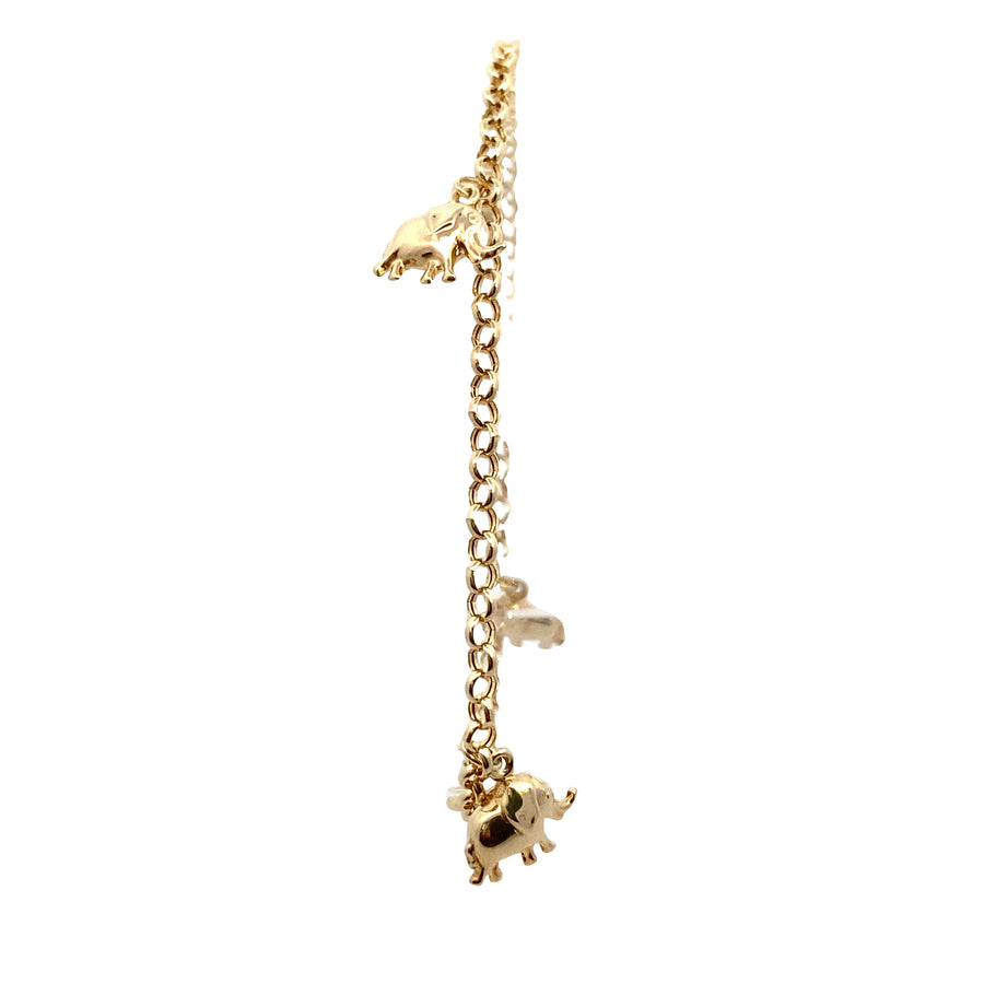 14K Gold Dangle Elephant Bracelet