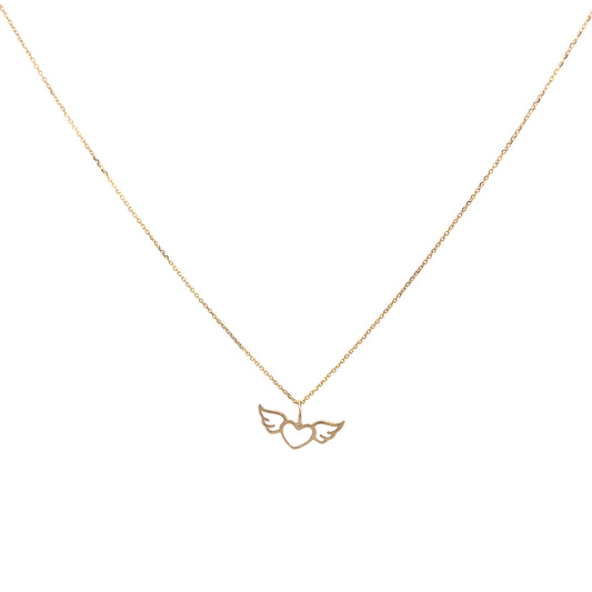 14K Gold Custom Heart with Wings Pendant | Luby Gold Collection | Luby 