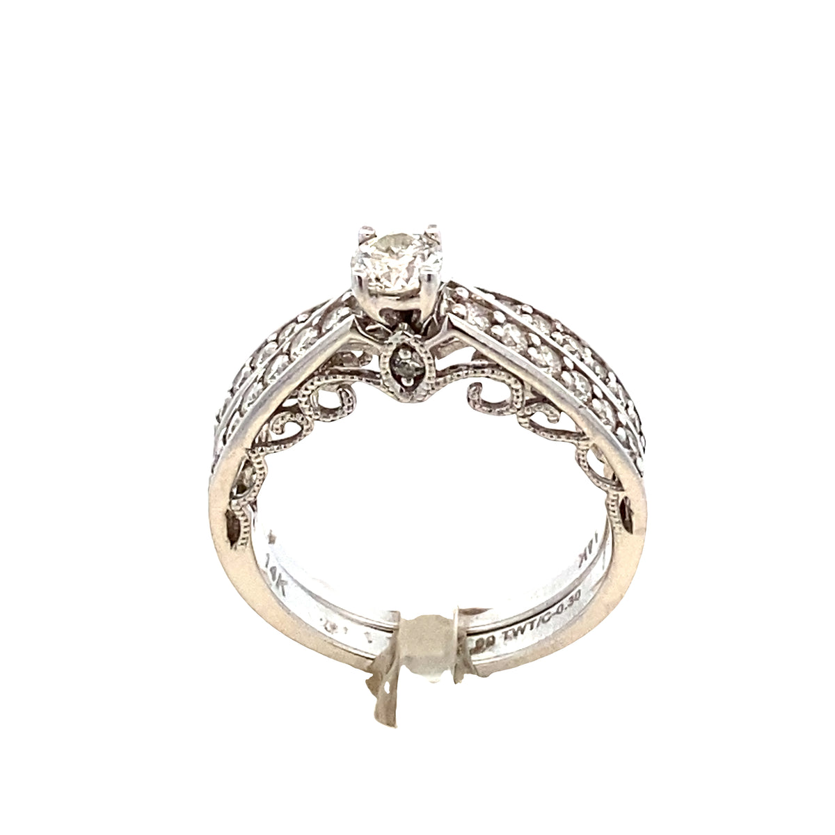 14k Diamond Regal Cathedral Round Cut Diamonds White Gold Engagement Set | Luby Diamond Collection | Luby 