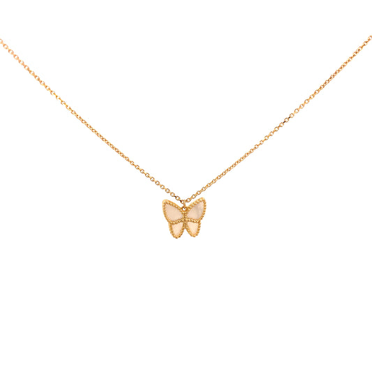 14K Gold Butterfly Necklace with Mother Pearl Shape | Luby Gold Collection | Luby 