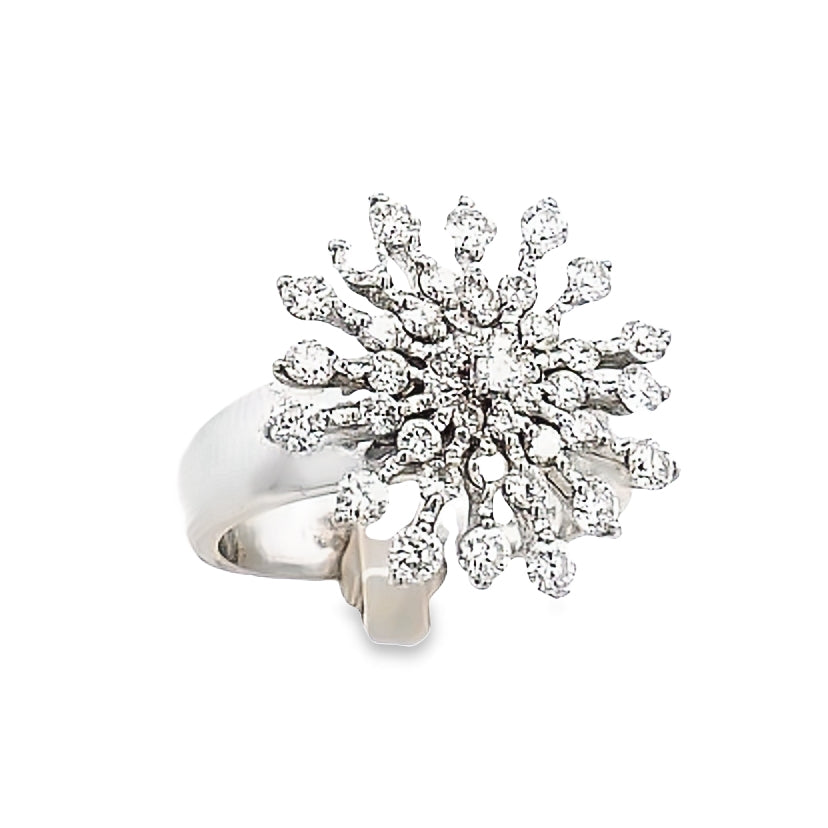 14k Diamond Snowflake White Gold Engagement Ring