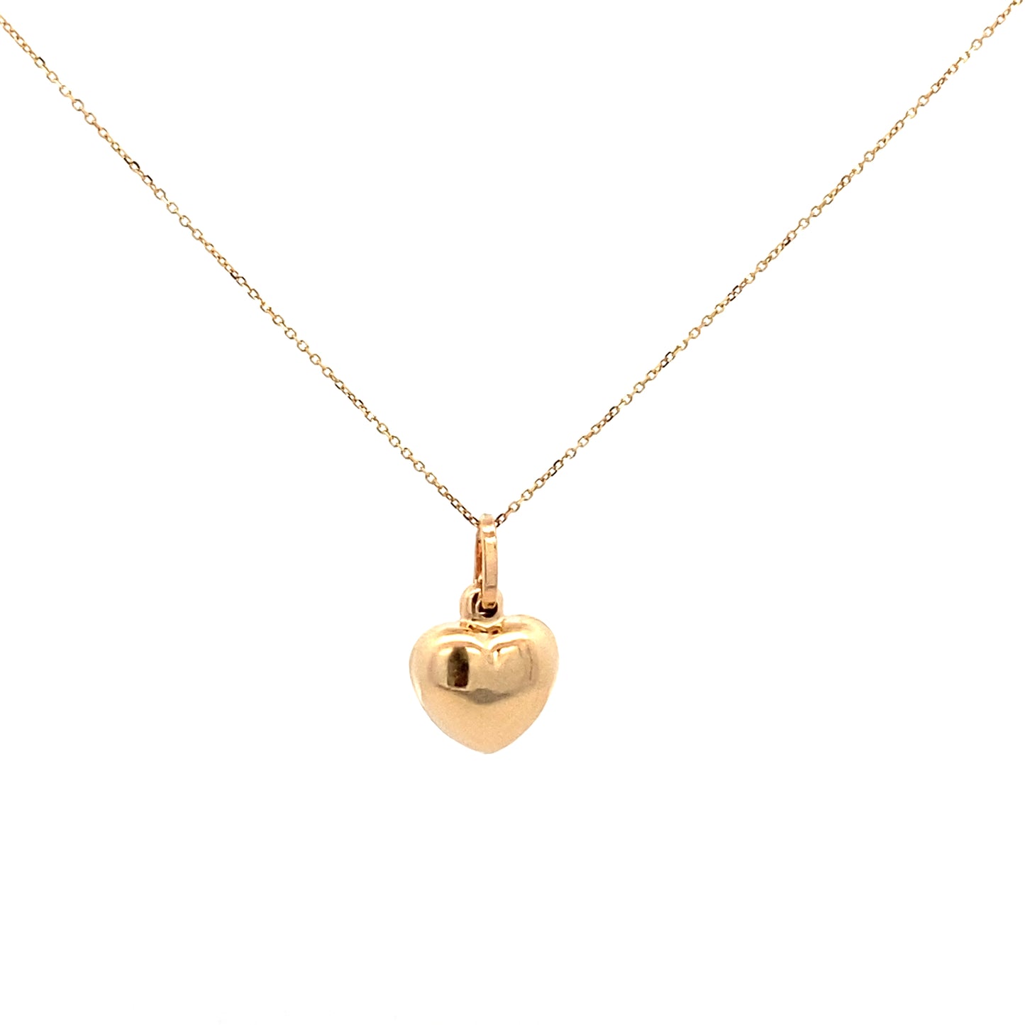 14K Gold Puff Heart Pendant