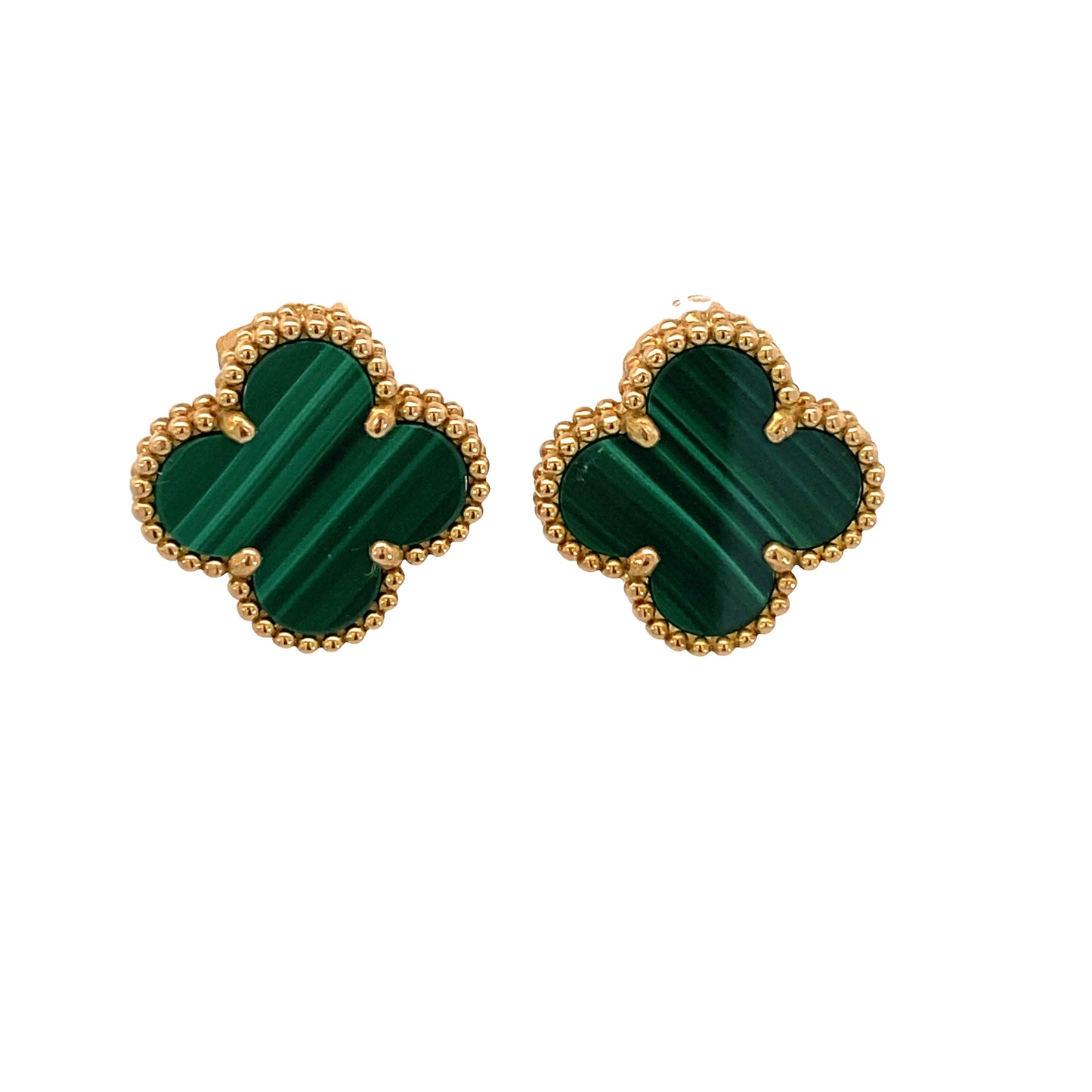 18kK Gold Flower Dots with Malachite Earrings | Luby Gold Collection | Luby 