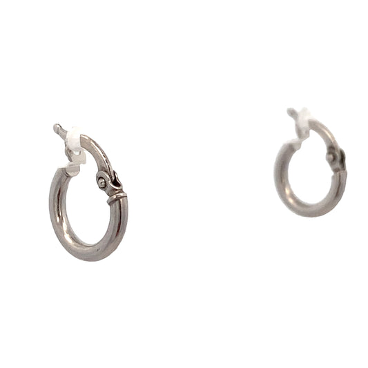 14K White Gold Mini Hoops Earrings | Luby Gold Collection | Luby 