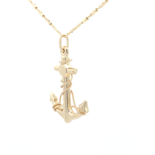 14K Gold Anchor Line Pendant | Luby Gold Collection | Luby 