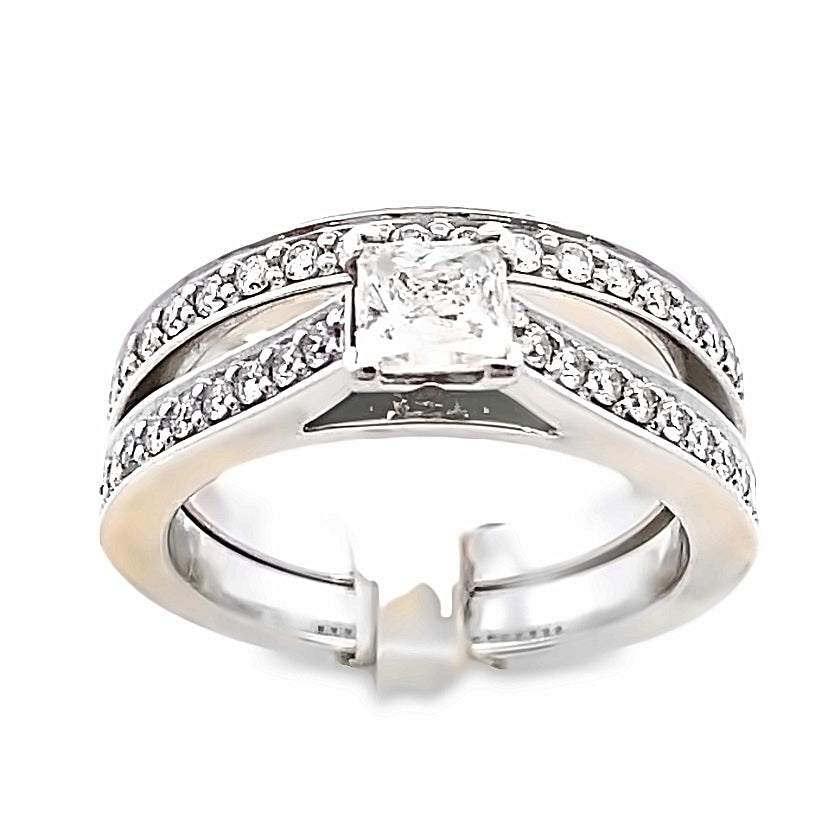 14k Diamond Princess Cut Center Stone White Gold Wedding Set | Luby Diamond Collection | Luby 