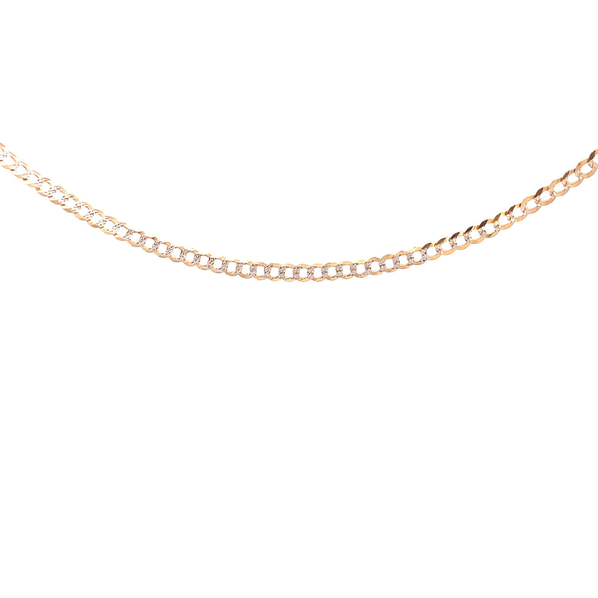 14k Gold Chain Flat Cuban Two Tone Cut Daimond | Luby Gold Collection | Luby 
