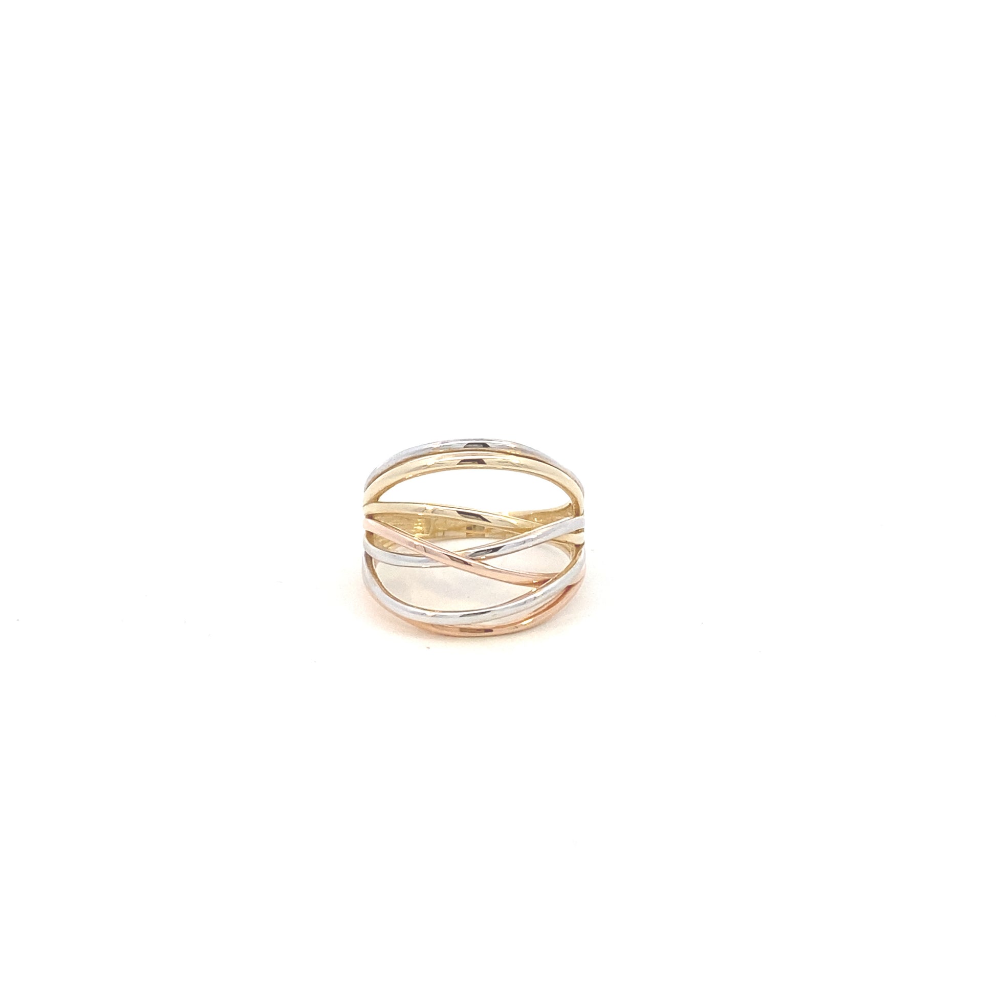 14K Gold  Intertwined Lines Three Tones Ring | Luby Gold Collection | Luby 