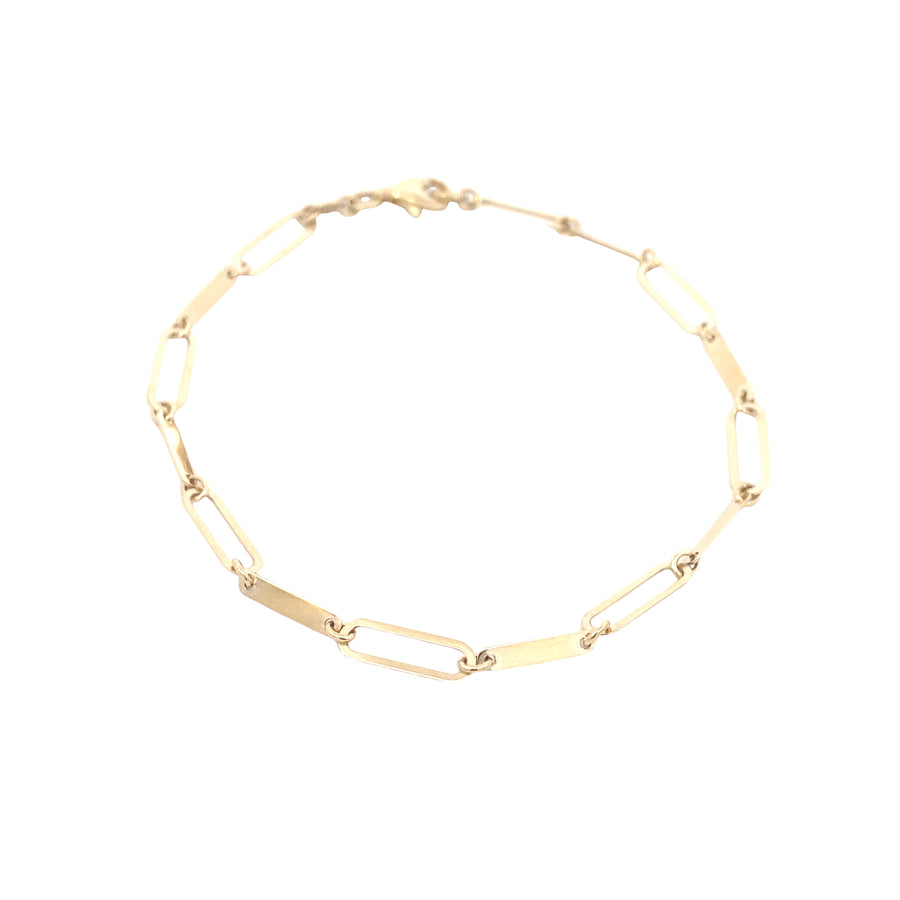 14K Gold Paper Clip Bracelet