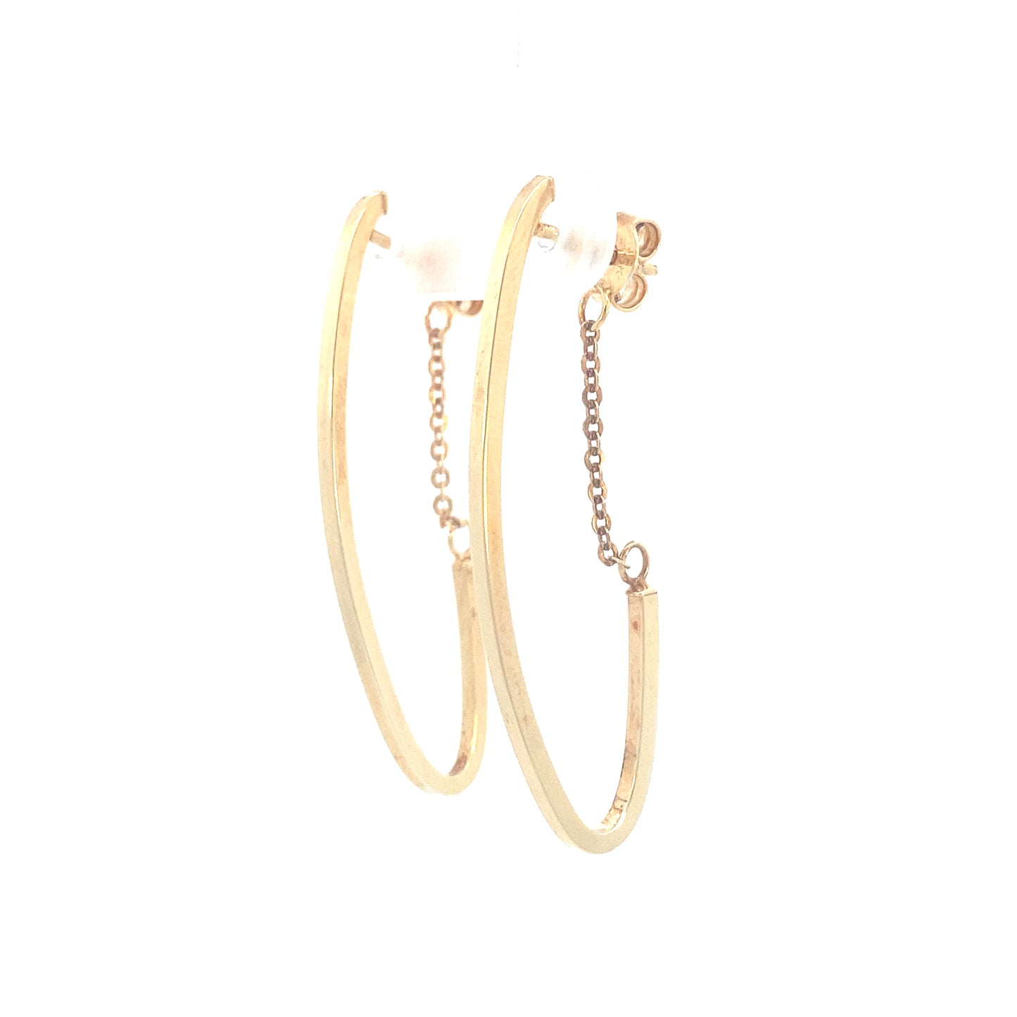 14K Oval Gold Earrings with Chain | Luby Gold Collection | Luby 