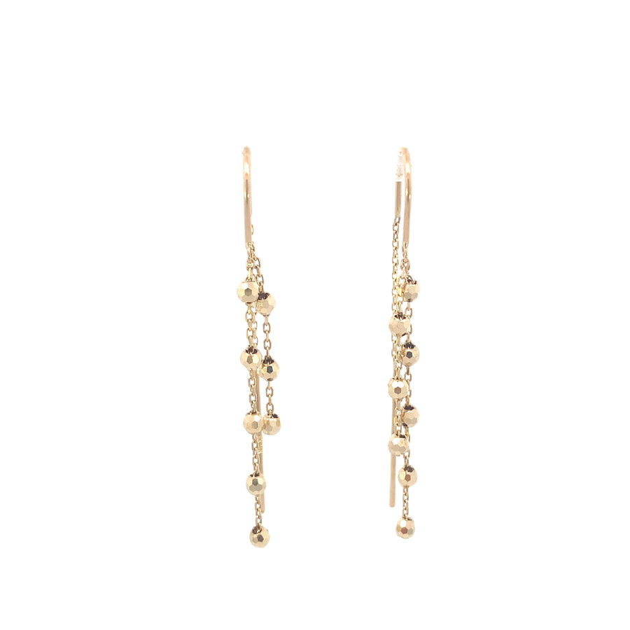 14K Gold Long Dots Earrings