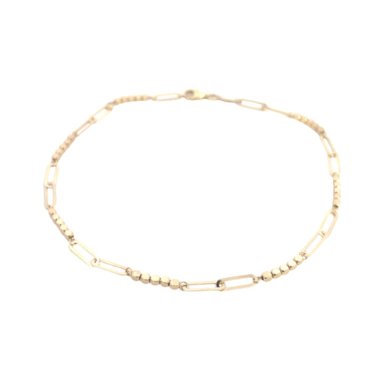 14k Gold Paper Clip and Dots Anklet Bracelet | Luby Gold Collection | Luby 