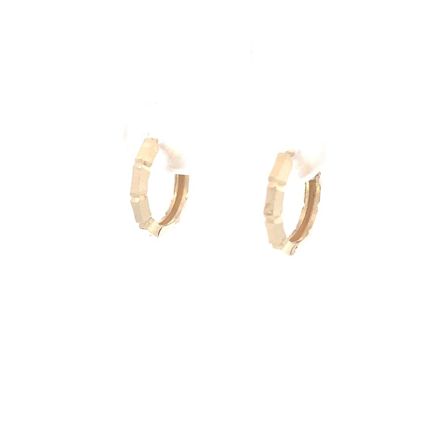 14k Gold Small Faceted Hoops Earrings