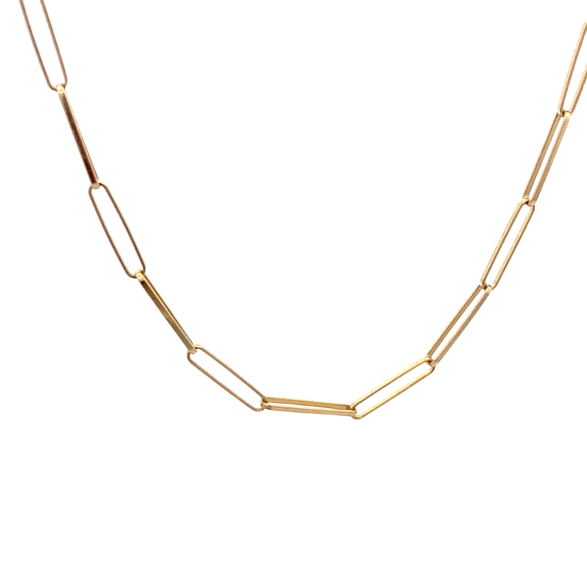 14G Gold Slim Paper Clip Necklace | Luby Gold Collection | Luby 