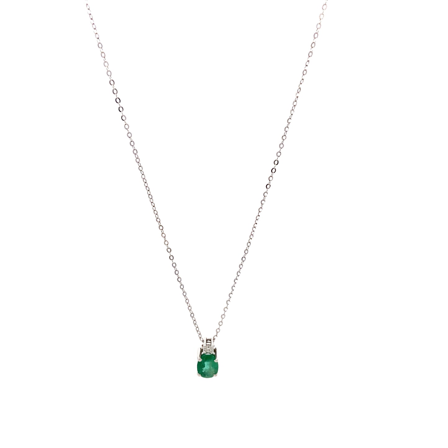18K White Gold Emerald & Diamond Pendant | Rajola Italy | Luby 