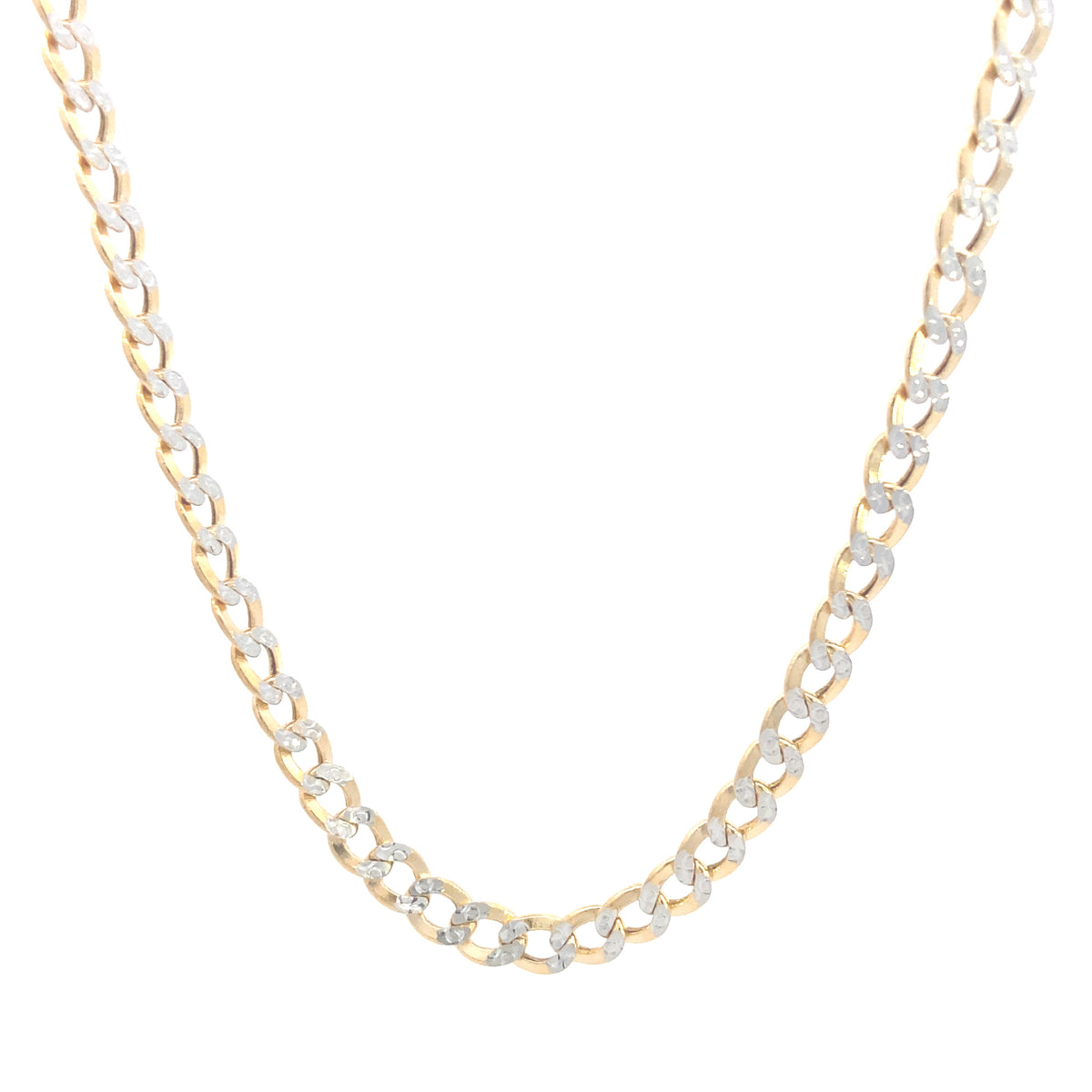 14K Gold Cuban Curb White Pave Chain | Luby Gold Collection | Luby 