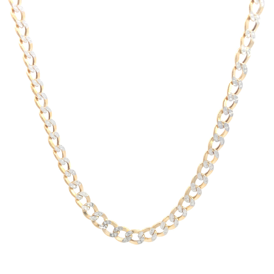 14K Gold Cuban Curb White Pave Chain