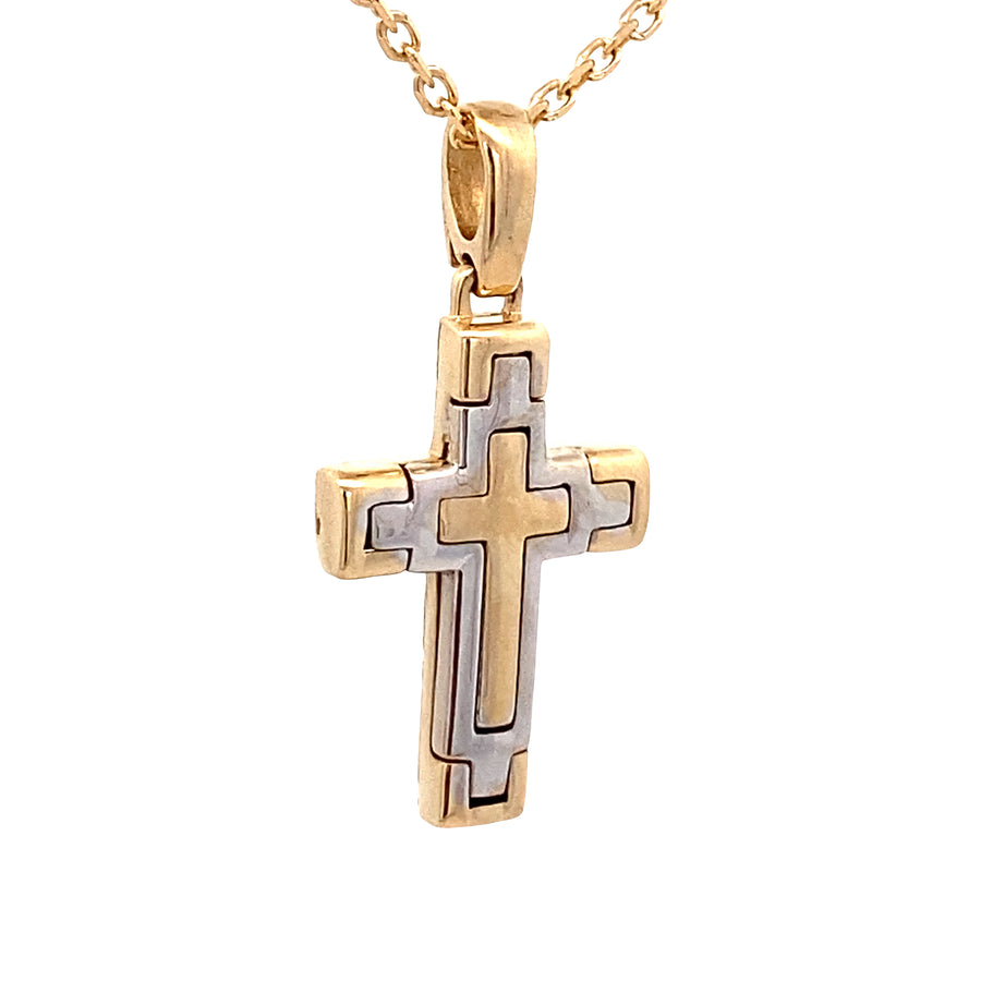 14K Gold 2T Cross Pendant