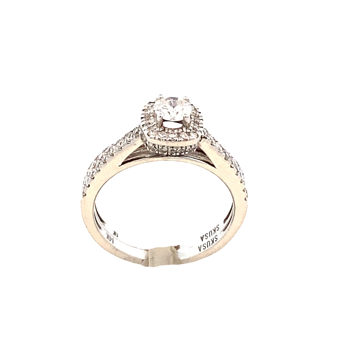 14k DIAMOND Ascher-Shaped Halo Diamonds White Gold Engagement Set | Luby Diamond Collection | Luby 
