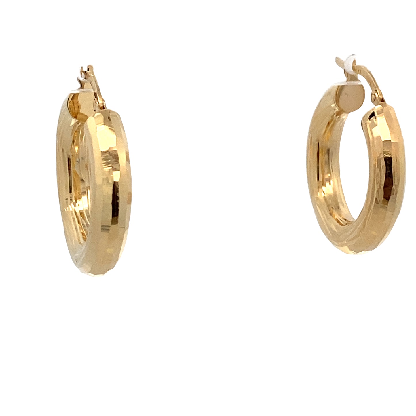 14K Gold Faceted Bold Hoops Earrings | Luby Gold Collection | Luby 