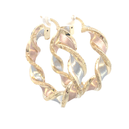 14K Gold 3/C Twist Bold Hoops | Luby Gold Collection | Luby 