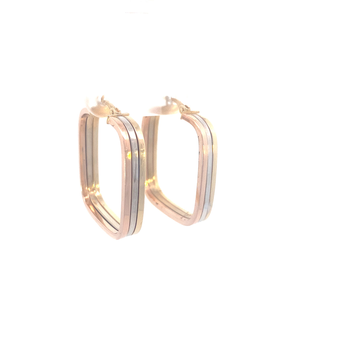 14K Square Tri-Color Gold Earrings | Luby Gold Collection | Luby 