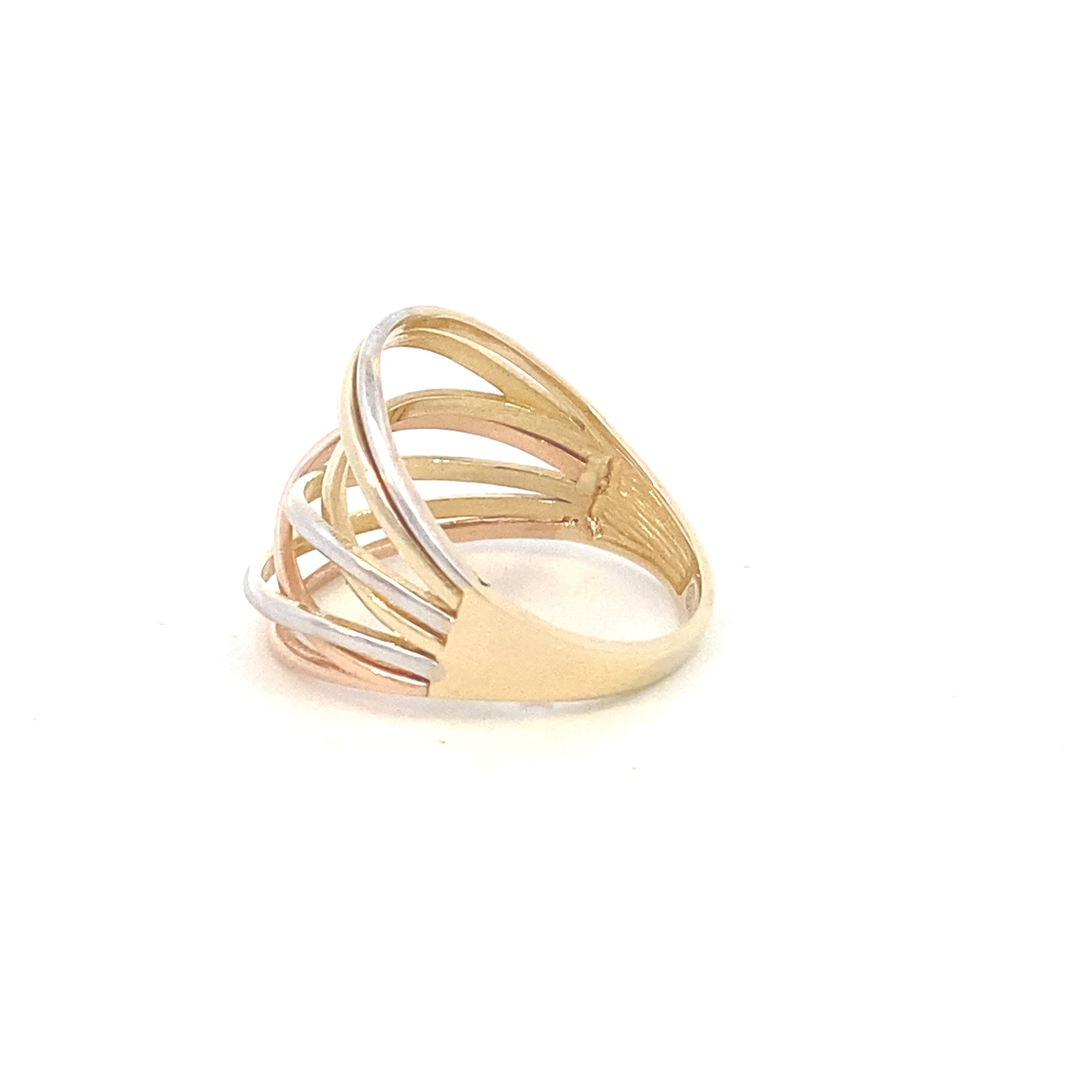 14K Gold  Intertwined Lines Three Tones Ring | Luby Gold Collection | Luby 