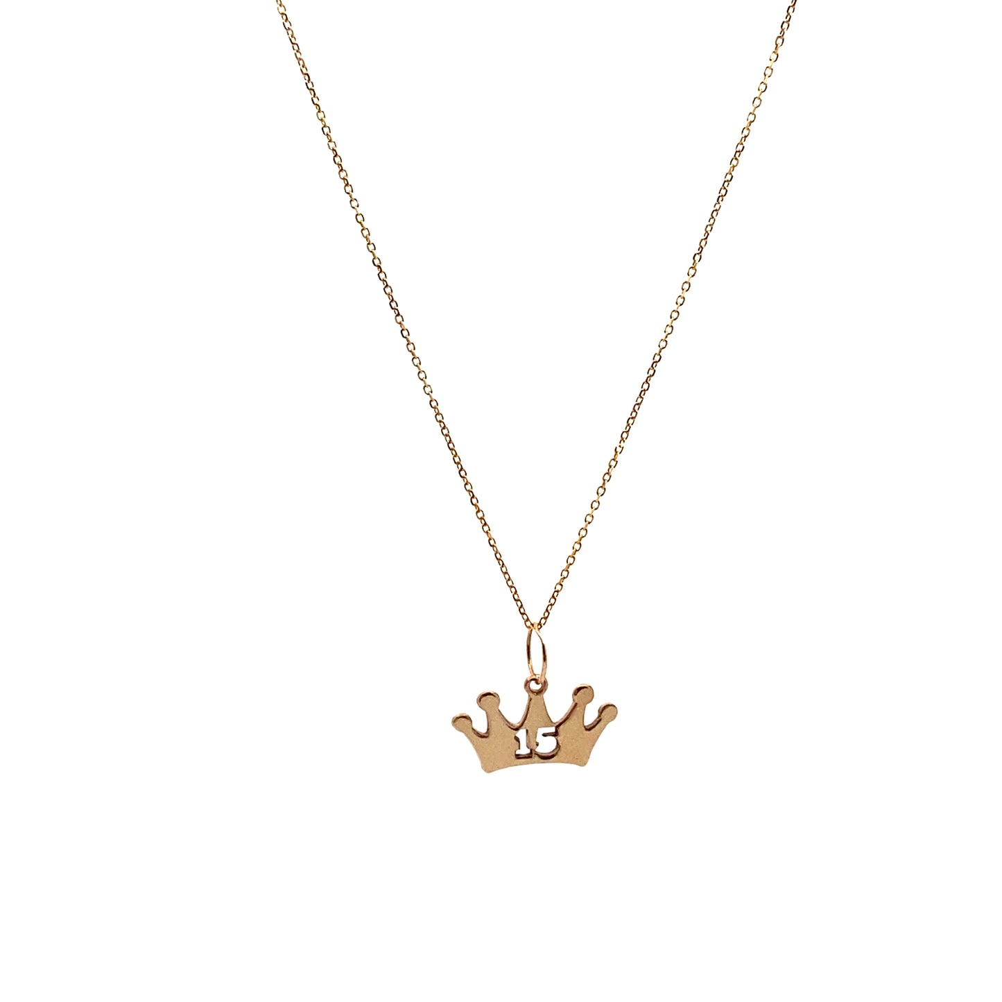 14K Gold Custom Crown Pendant with Number 15 | Luby Gold Collection | Luby 