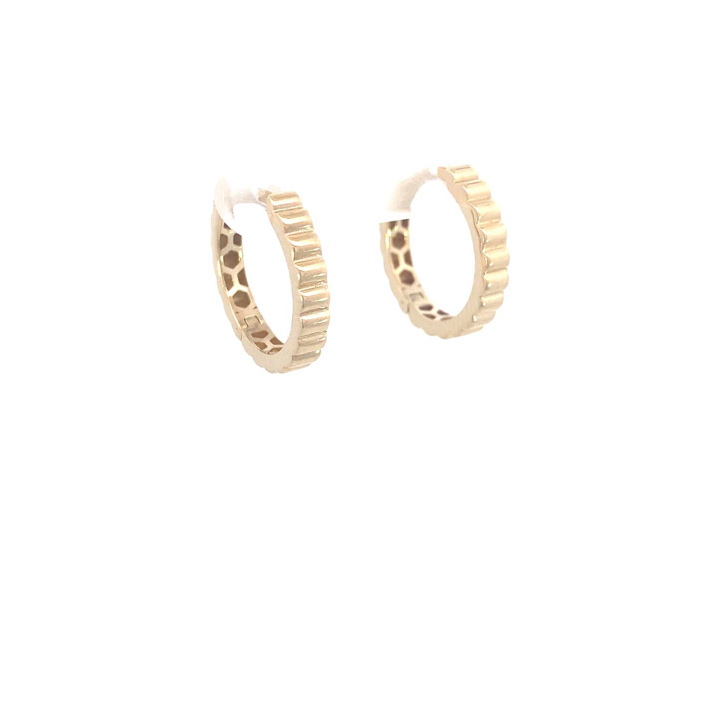 14K Gold Mill Wheel Hoops Earrings | Luby Gold Collection | Luby 