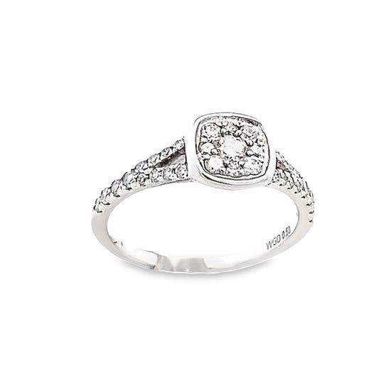 14K DIAMOND Bezel Set Cluster White Gold Engagement Ring | Luby Diamond Collection | Luby 