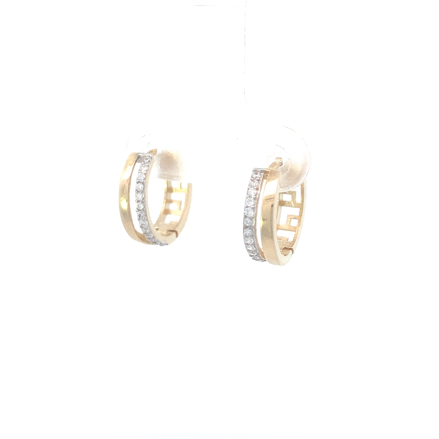14K Gold Double Line With Zirconia Hoops | Luby Gold Collection | Luby 