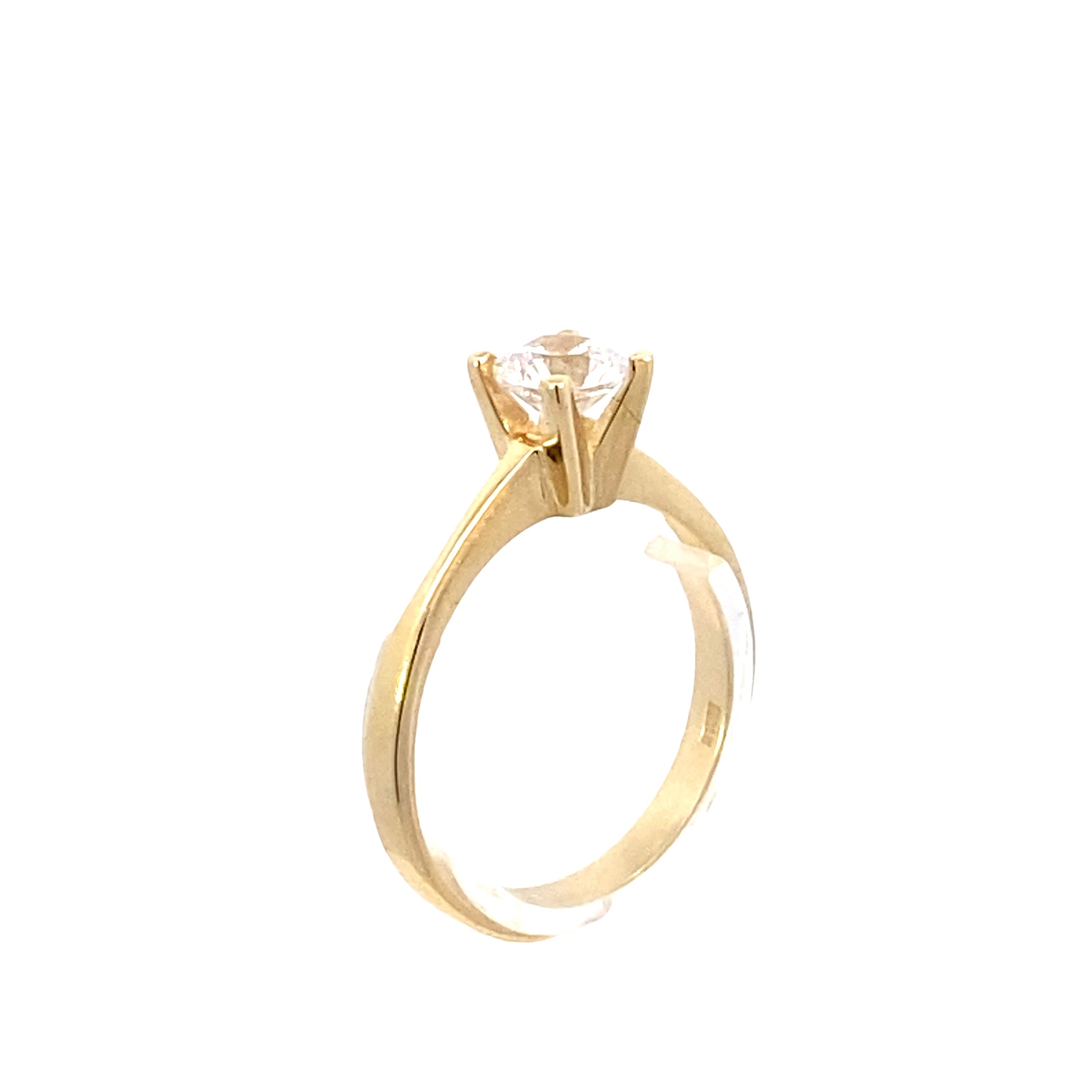 14K Solitaire Four Prone CZ Ring | Luby Gold Collection | Luby 