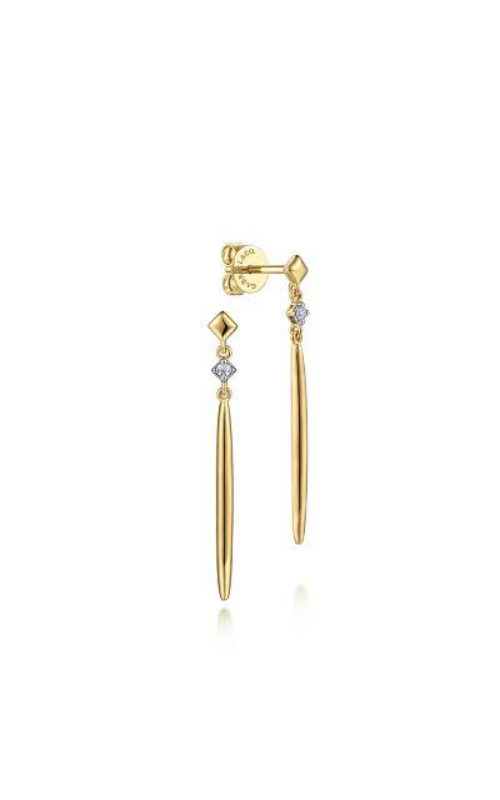 14K Yellow Gold Diamond and Spike Drop Earrings | Gabriel & Co. | Luby 