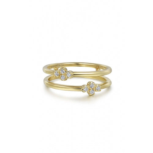14K Yellow Gold Diamond Easy Stackable Ring