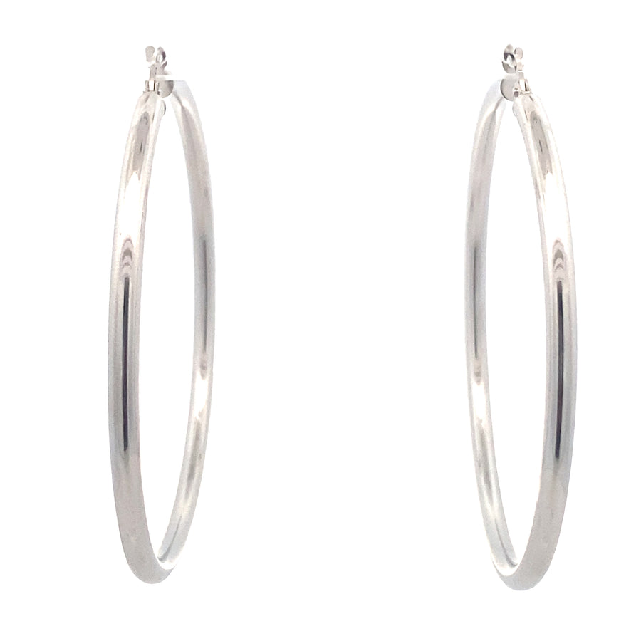 14K White Gold Hoops Earrings