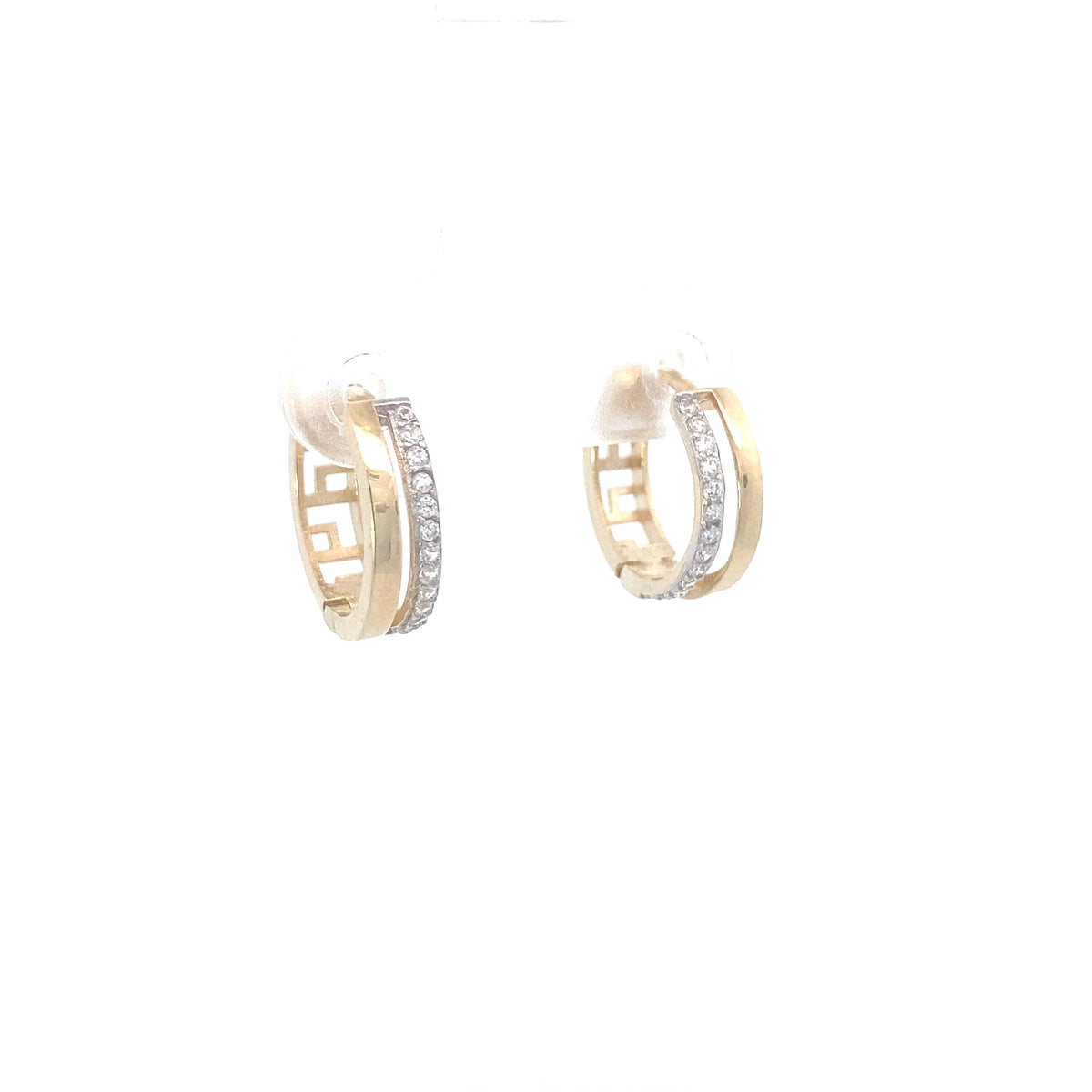 14K Gold Double Line With Zirconia Hoops | Luby Gold Collection | Luby 