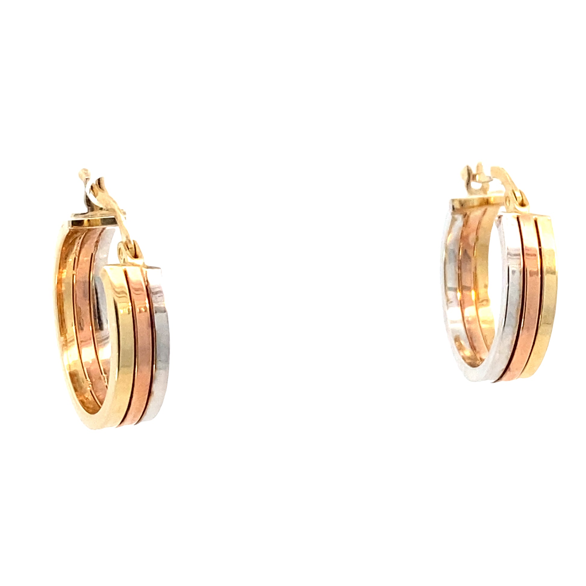 14K Gold Three Tone Line Hoops | Luby Gold Collection | Luby 