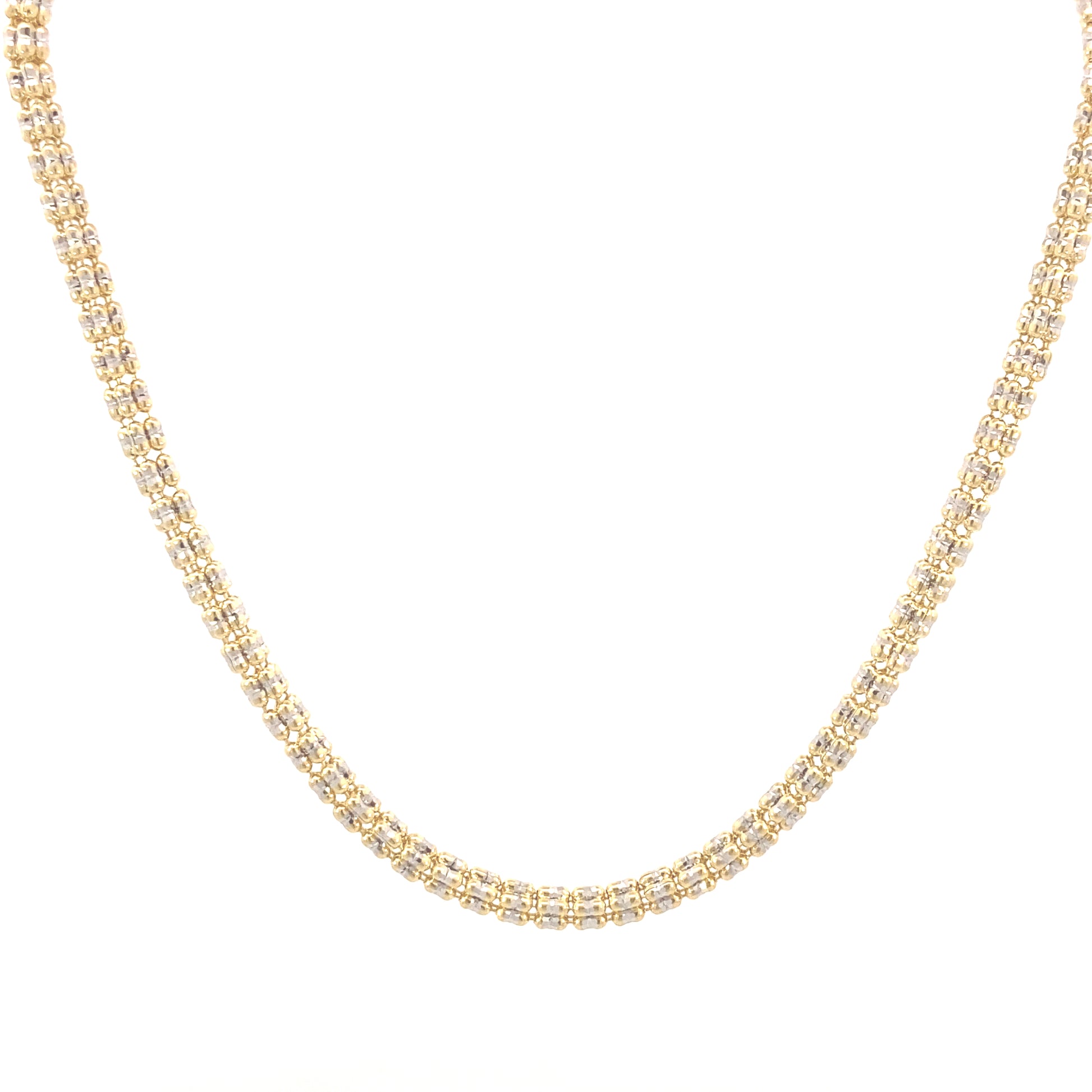 14K Gold Iced Chain Textured with CZ | Luby Gold Collection | Luby 