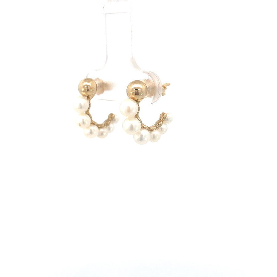 14k Gold Golden Pearl Elegance Hoops