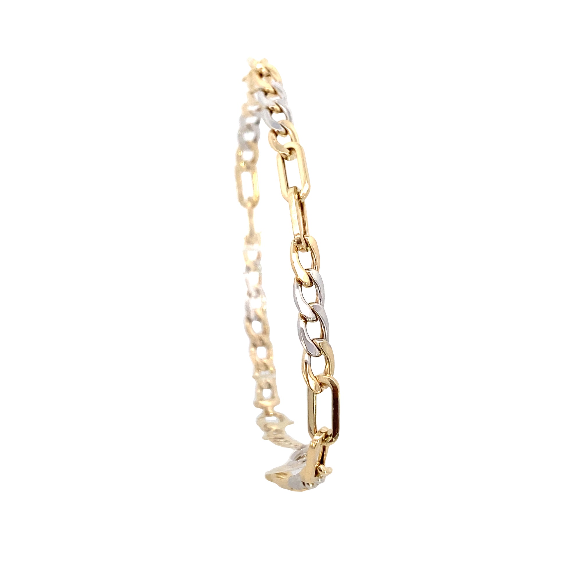 14K 2T Gold Figaro and Paper Clip Link Bracelet | Luby Gold Collection | Luby 